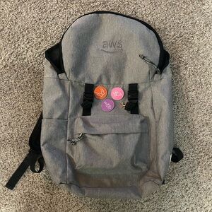 Amazon Gray Backpack with Fun Pins